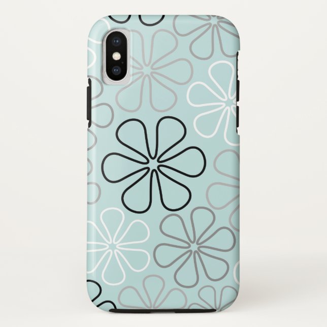 Abstrakte Big Blume Konturen BWG+Duck Egg Blue Case-Mate iPhone Hülle (Rückseite)
