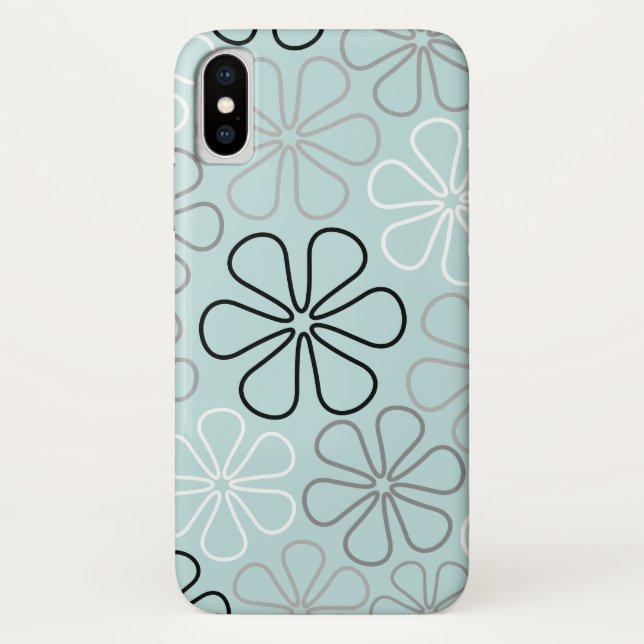 Abstrakte Big Blume Konturen BWG+Duck Egg Blue Case-Mate iPhone Hülle (Rückseite)