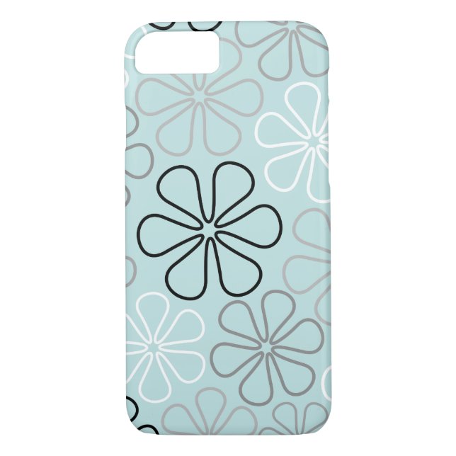 Abstrakte Big Blume Konturen BWG+Duck Egg Blue Case-Mate iPhone Hülle (Rückseite)