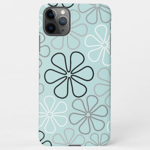 Abstrakte Big Blume Konturen BWG+Duck Egg Blue iPhone 11Pro Max Hülle