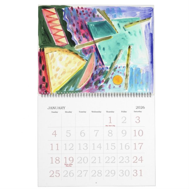 Abstrakte Bilder - 12 Aquarellfarben Serie Kalender (Jan 2026)