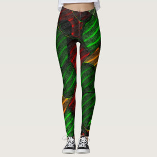 Abstrakte Bildmontage? Streifen, rot, grün, gelb Leggings