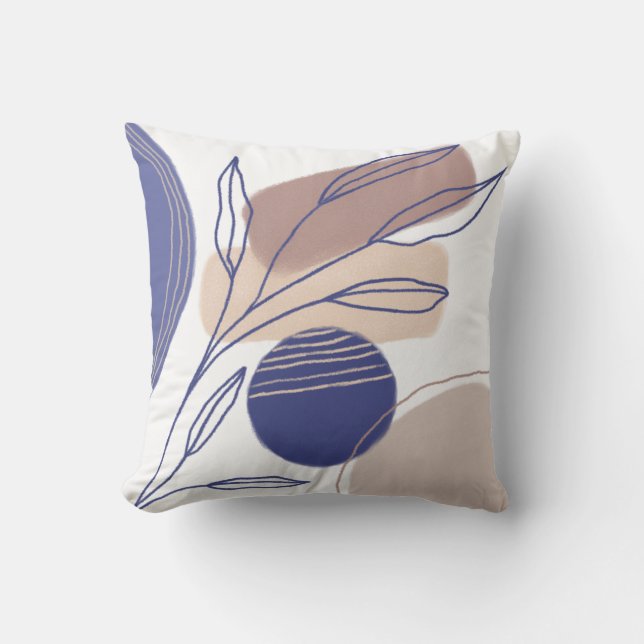 Abstrakte Bio Formen - Blau und Beige Kissen (Vorderseite)