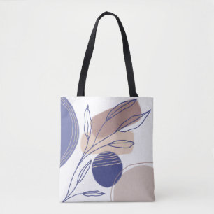 Abstrakte Bio Formen - Blau und Beige Tasche