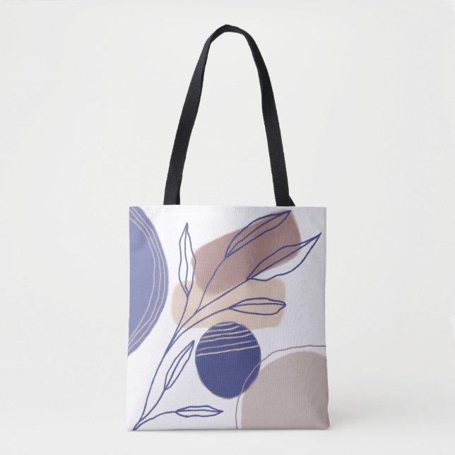 Abstrakte Bio Formen - Blau und Beige Tasche (Vorderseite)