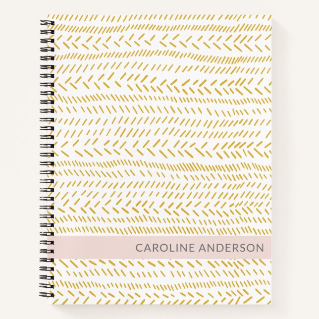 Abstrakte Bio Lines Art in Gold Personalisiert Notizbuch (Vorderseite)