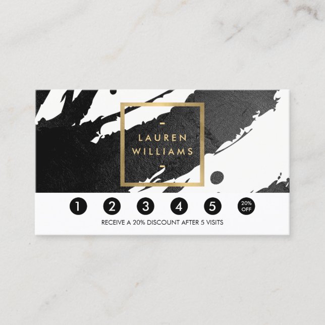Abstrakte Black Ink Brushstrokes Loyalty Card Treuekarte (Vorderseite)