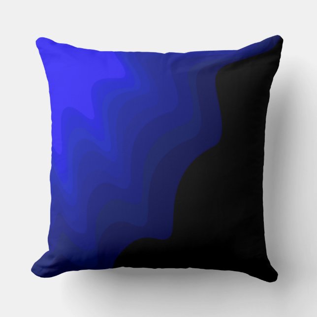 Abstrakte Bläschen mit schwarzen und blauen Wellen Kissen (Vorderseite)