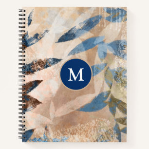 Abstrakte Blätter - blau und neutral Notizbuch
