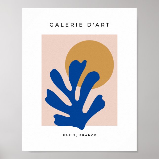 Abstrakte Blätter Blaue Moderne Ausschnitte Poster (Vorne)