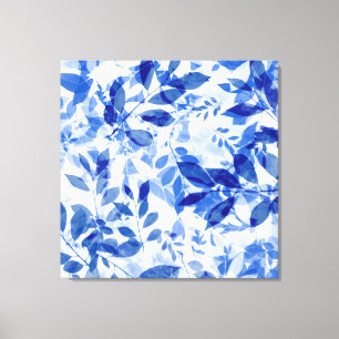 Abstrakte Blätter in Blau und Weiß Leinwanddruck