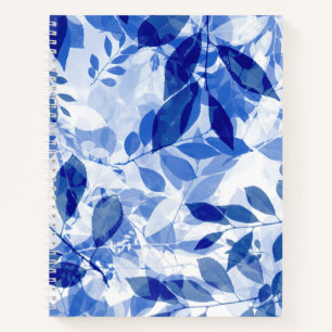 Abstrakte Blätter in Blau und Weiß Notizbuch