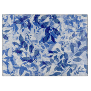 Abstrakte Blätter in Blau und Weiß Schneidebrett