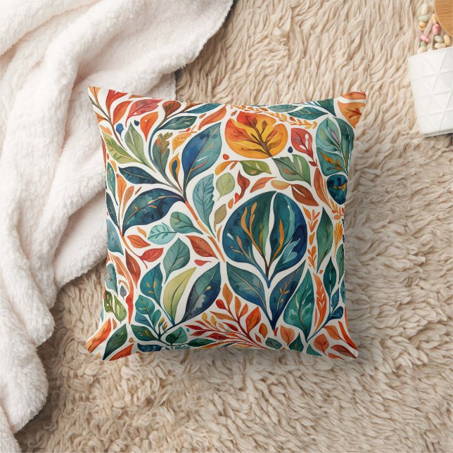 Abstrakte Blätter in brillanter Farbe Kissen (Decke)