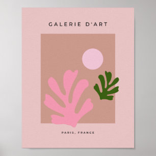Abstrakte Blätter Minimalistische Rosa Ausschneidu Poster
