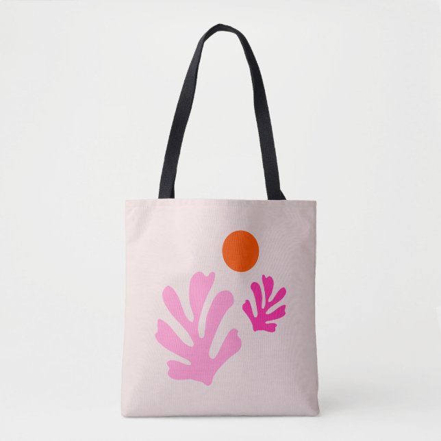 Abstrakte Blätter Rosa Orange Moderne Formen Schni Tasche (Vorderseite)