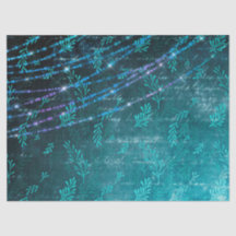 Abstrakte Blätter und Stringleuchten auf Grün