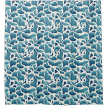 Abstrakte Blätter Weiß und Blau | Küstenmuster