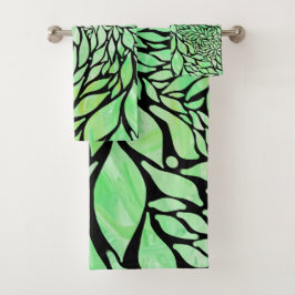 Abstrakte Blattstruktur Badhandtuch Set