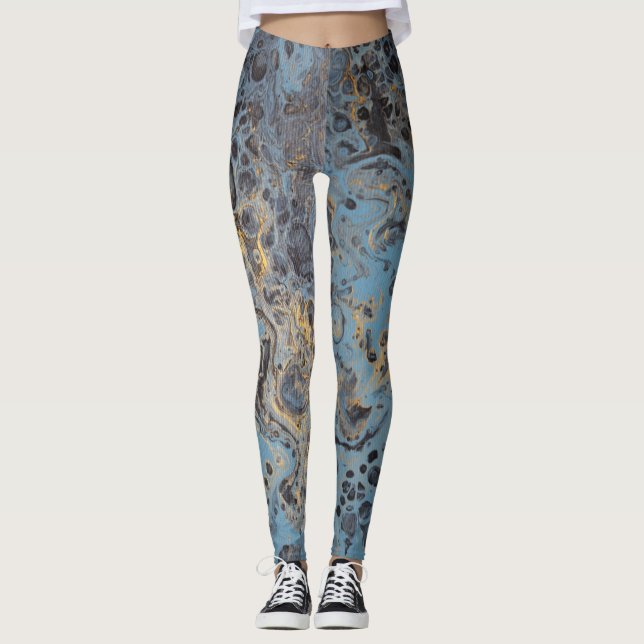 Abstrakte Blau-u. GoldLeggings Leggings (Vorderseite)