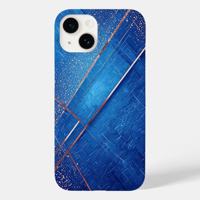 Abstrakte Blau- und Goldkunstkomposition Case-Mate iPhone 14 Hülle (Rückseite)