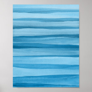 Abstrakte blaue Aquarelllinien Poster
