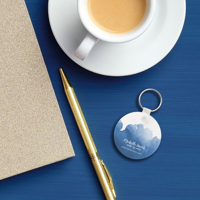 Abstrakte blaue Aquarelltöne bilden Kunst Schlüsselanhänger (Von Creator hochgeladen)