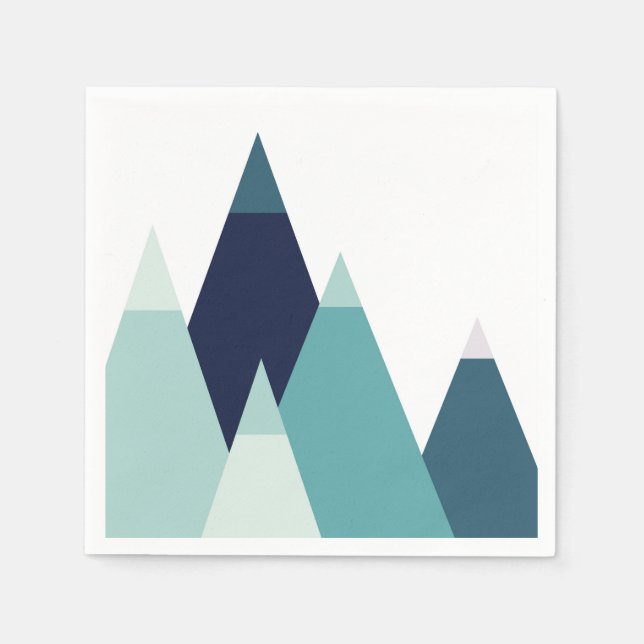 Abstrakte blaue Berge. Moderne geometrische Navy Serviette (Vorderseite)