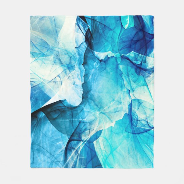 Abstrakte blaue Bewegung: Fraktal-Komposition. Fleecedecke (Vorderseite)