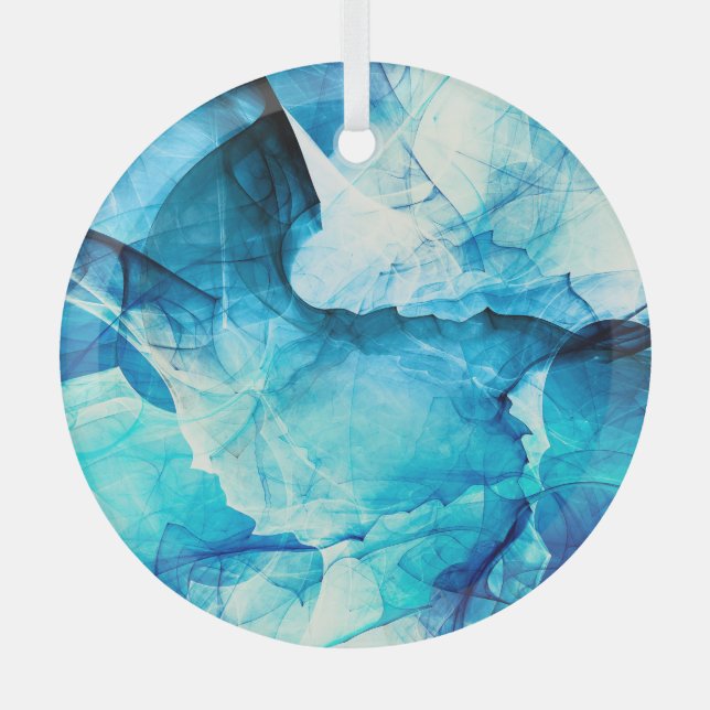 Abstrakte blaue Bewegung: Fraktal-Komposition. Ornament Aus Glas (Vorderseite)