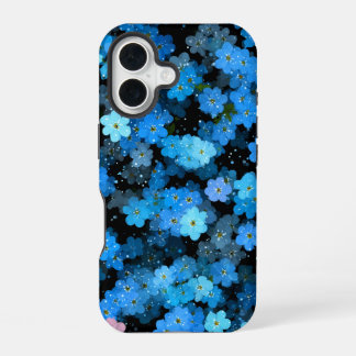 Abstrakte blaue Blumen iPhone 16 Hülle