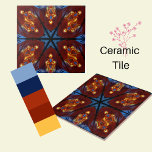 Abstrakte blaue, bordeauxrote und goldene Flecken  Fliese<br><div class="desc">Diese blau-goldene Fleck-Keramik aus der Mitte des Jahrhunderts kann für ein einzigartiges, auffälliges Aussehen in jedem Raum verwendet werden. Diese Fliesen sind nahtlos in einem Design, das die Arbeit erleichtert. Sie sind auch haltbar und leicht zu pflegen, also werden sie Jahre lang mit angemessener Sorgfalt andauern. Egal ob Sie etwas...</div>