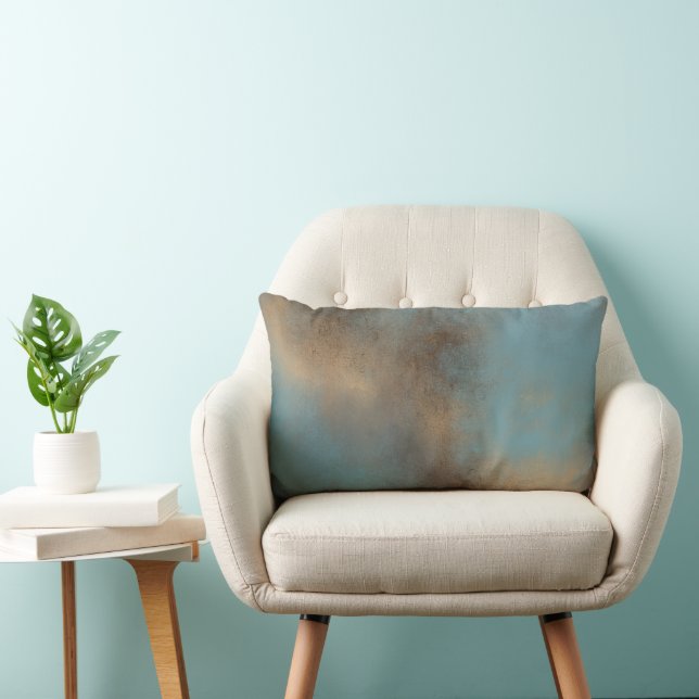 Abstrakte blaue Creme Lendenkissen (Stuhl )