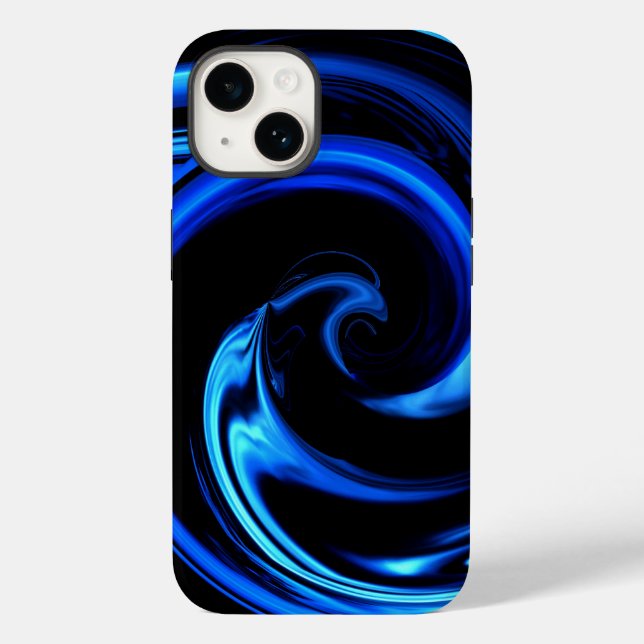 Abstrakte Blaue Dolphin Wave Art Case-Mate iPhone 14 Hülle (Rückseite)