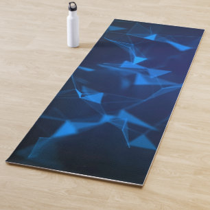 Abstrakte blaue Dreiecke auf schwarz Yogamatte