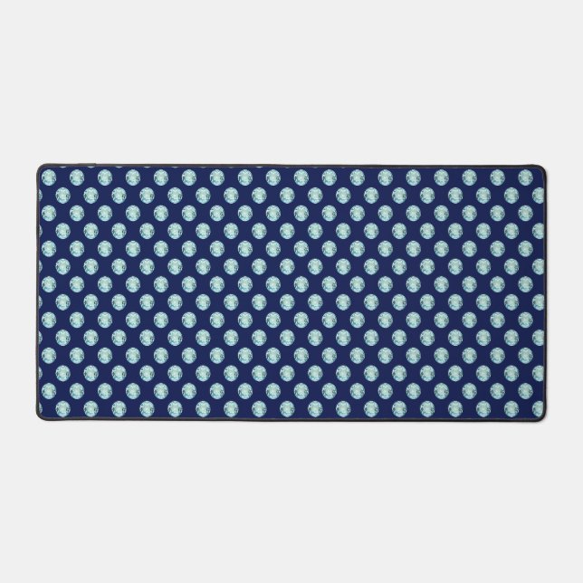 Abstrakte Blaue Edelsteine auf Navy Blue Schreibtischunterlage (Vorderseite)