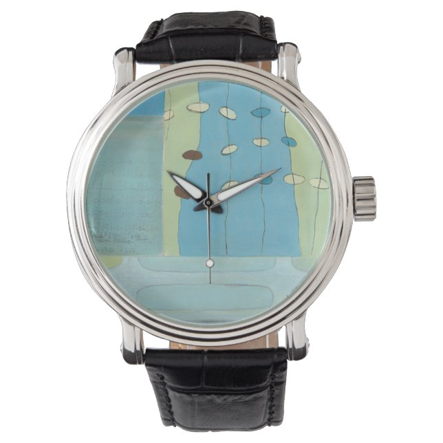 Abstrakte Blaue Eierparade Armbanduhr (Vorderseite)