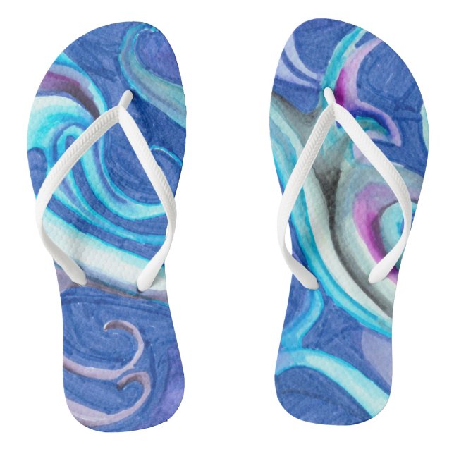 Abstrakte blaue Farbtöne Erwachsene Flip Flops, Sl Flops (Fußbett)