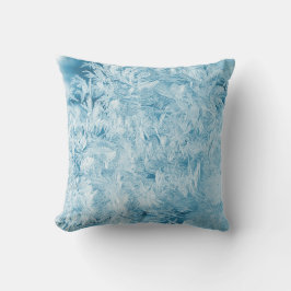 abstrakte blaue Federn und Schneeflocken Kissen