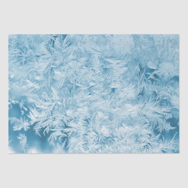 abstrakte blaue Federn und Schneeflocken Seidenpapier (Vorderseite)