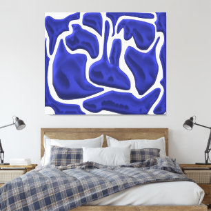 Abstrakte blaue Flüssigkeitsformen – 3D-Moderne Ku Leinwanddruck