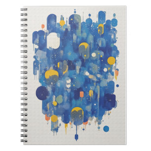 Abstrakte blaue goldene Regentropfen Wasserfarbe-S Notizblock