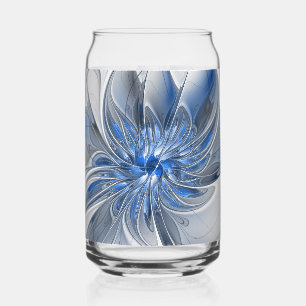 Abstrakte blaue graue Wasserfarbe-Fraktal-Kunst-Bl Dosenglas