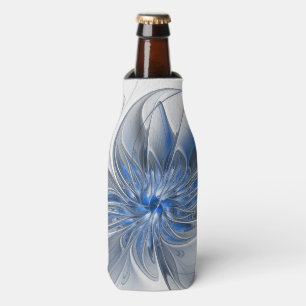 Abstrakte blaue graue Wasserfarbe-Fraktal-Kunst-Bl Flaschenkühler