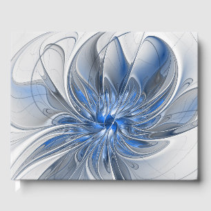Abstrakte blaue graue Wasserfarbe-Fraktal-Kunst-Bl Gästebuch