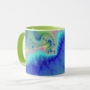 Abstrakte Blaue Grüne Küstenlinie Fraktal Tasse