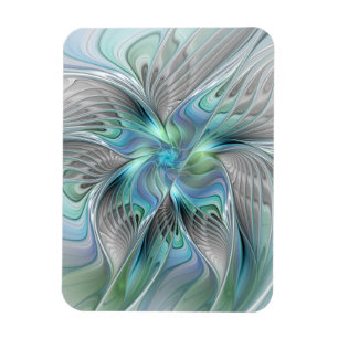 Abstrakte Blaue Grüne Schmetterling-Fantasie-Frakt Magnet