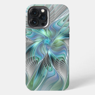 Abstrakte blaue grüne Schmetterling-Fantasy-Frakta iPhone 13 Pro Max Hülle