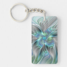 Abstrakte Blaue Grüne Schmetterling Fantasy Frakta Schlüsselanhänger