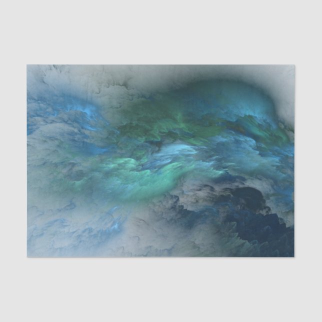Abstrakte blaue/grüne Wolken - Gewebepapier Seidenpapier (Vorderseite)